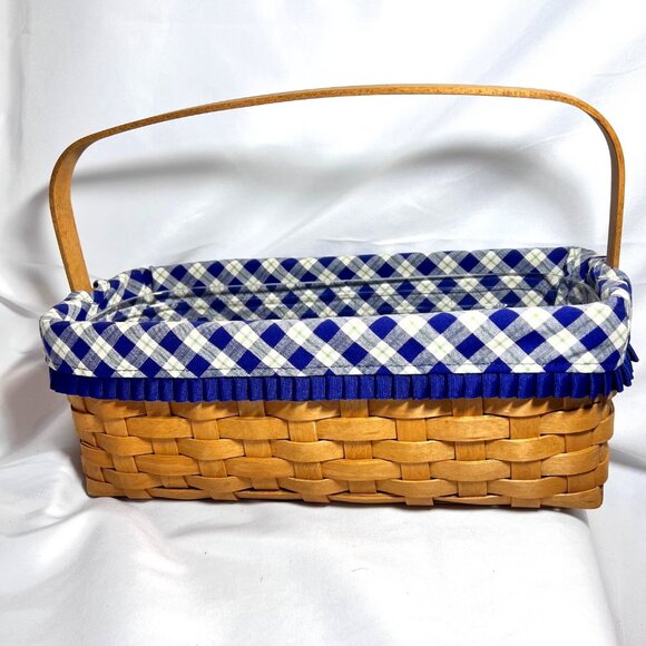 Longaberger 2003- Blue Ribbon Collection Canning Basket-Blue/White/Plastic-Plaid - Picture 3 of 16